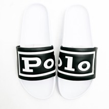 Polo Ralph Lauren  Men sz 9 POLO Cayson Spell Out  Logo Pool Slide Sandals NIB - $82.23