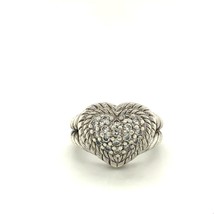Vintage Sterling Signed 925 Judith Ripka Thailand Cluster CZ Heart Rope Ring 6 - £66.19 GBP