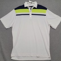 Footjoy Men&#39;s Golf Shirt M Medium Blue White Stripe Short Sleeve Casual polo - £17.96 GBP