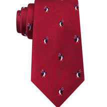 TOMMY HILFIGER Red Penguin Club Scarf Silk Twill Christmas Winter Tie - £19.86 GBP