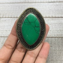 2.3&quot;x1.6&quot;x0.3&quot; Turkmen Ring Afghan Marquise Synthetic Green Turquoise, 7.5,TR174 - £7.08 GBP