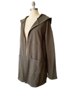 Hem &amp; Thread Olive Green Cotton Blend Open Front Hoodie Jacket Pockets-W... - $903.42 MXN