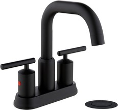 Jakarda 4 Inch 2 Handle Black Centerset Bathroom Sink Faucet With Pop Up Drain - £61.66 GBP