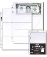 1 pack of 20 BCW 3 ⅝&quot; x 8 ¹⁄₁₆&quot; Currency 3-Pocket Top Loading Pro Binder... - $179.20 MXN