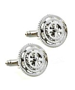 BIKE GEAR CUFFLINKS Silver Metallic NEW w GIFT BAG Bicycle Crankset Cyclist - $16.95