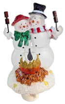 Snowmen Couple Flickering Campfire Night Light Marshmallows Christmas Gi... - $345.19 MXN
