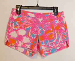 Lilly Pulitzer Adie Shorely Blue Feeling Tanked Shorts 00 Pink Orange Blue - £9.12 GBP