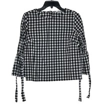 Jack By BB Dakota Blouse Top Size Small Black White Gingham Check Flared Sleeves - £15.02 GBP