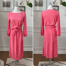 Vintage 70s Coral Terry Cloth Long Sleeve Dress Teena Paige XS S - $25.92