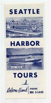Seattle Harbor Tours Brochure MV Harbor Tourist &amp; MV Wave 1950&#39;s - £14.08 GBP