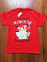 Pokémon Mimikyu GOTTA CATCH &#39;EM ALL!  NWT Red Graphic License T-Shirt Ad... - £23.34 GBP