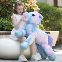 Giant Unicorn Stuffed Animal XL 43.4 Inch Unicorn Stuffed Plush Pillow Blue Stuf - £54.42 GBP