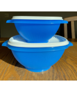 Tupperware Servalier Lot of 2 Bowls 3 &amp; 5 Cup Blue Sheer Touch Seal Whit... - $54.63 CAD