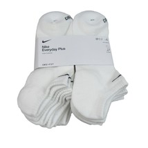 Nike Everyday Plus No Show Socks 6 Pack Mens Size 8-12 White Dri-Fit NEW - £21.62 GBP