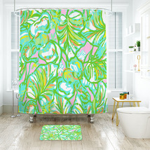 Lilly Pulitzer Elephant Ears Shower Curtain Bath Mat Bathroom Waterproof Decorat - £18.37 GBP+