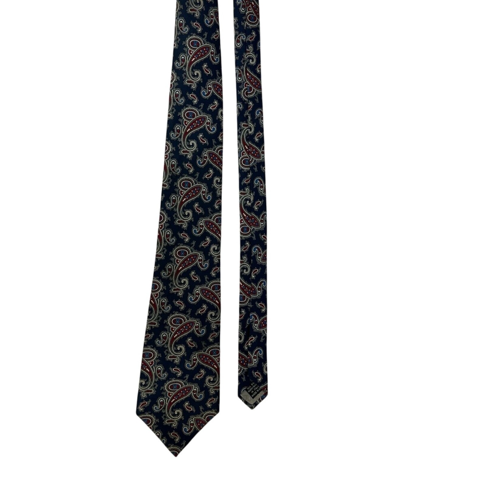 Christian Dior Monsieur Paisley Silk Tie Navy/Red Made In USA Vintage - $18.53