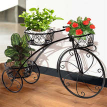 3-Tier Bicycle Plant Stand Wrought Iron Tricycle Planter Home Garden Pat... - $35.00+
