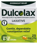 Pack 1 Dulcolax Stimulant Laxative Overnight Relief 5mg 25 Tablets EXP 7... - $182.44 MXN