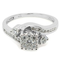 0.44Ct  Round Cut CZ Moissanite Bypass Engagement Ring 14K White Gold Plated - £106.58 GBP