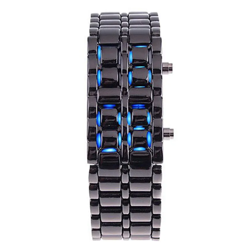Ashion black full metal digital lava wrist watch men red blue led display men s watches thumb200