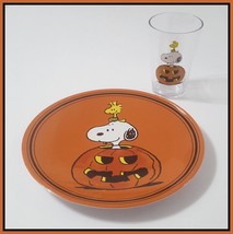 NEW RARE Pottery Barn Kids Peanuts Snoopy Halloween Pumpkin Plate and Tumbler - £25.57 GBP