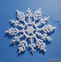 WHITE Glittered 4&quot; Plastic Snowflake Ornaments 10 pieces - $6.00