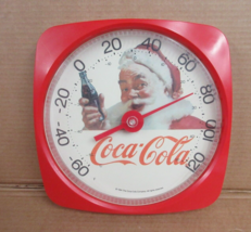 Vintage Coca Cola 12 Inch Square Hanging Thermometer Christmas Santa 1990s - $64.17