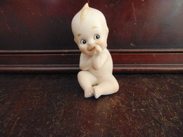 VTG Lefton KEWPIE DOLL Sucking Thumb Bisque Porcelain Baby Figurine ROSE... - $5.23