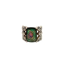 Vintage Sterling Silver Women&#39;s 925 BBJ Abalone Shell Dragonfly Ring - $64.35