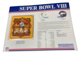 Super Bowl Viii Dolphins Vs Vikings 1974 Official Sb Nfl Patch Card - £14.98 GBP