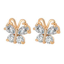 Cubic Zirconia &amp; Crystal 18K Gold-Plated Butterfly Stud Earrings - £11.00 GBP