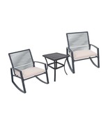 2-Person Outdoor Patio Metal Rocking Bistro Set with Table - $4,685.50 MXN