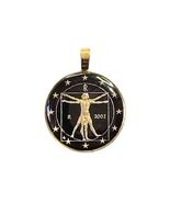  Italian Vitruvian Man Pendant:  Italian Gold Jewelry, Black Amulet - $71.00