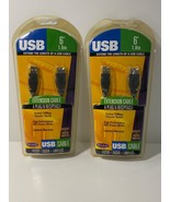 Belkin 6&#39; USB2 Extension Cable, New &amp; Sealed! F3U134-06, Two Cables! - £8.39 GBP