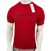 NWT CALVIN KLEIN MSRP $54.99 MEN&#39;S RED CREW NECK SHORT SLEEVE T-SHIRT SI... - £17.97 GBP