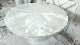 36&quot; Round Selenite Stone Sun Burst Coffee Table Handmade Center Furniture Decor - £1,615.17 GBP