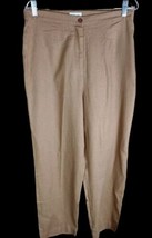 I.S.C. Pants Size M Linen Blend High Rise Straight Leg Golden Brown - £8.56 GBP