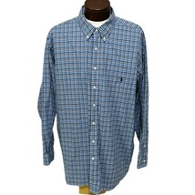 Ralph Lauren Blue Gingha Pony Cotton Stretch Preppy Button Down Shirt Me... - $23.75