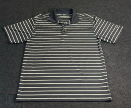 Nike Fit Dry Golf Men&#39;s Black Striped Short Sleeve Classic Polo Logo Siz... - $17.76