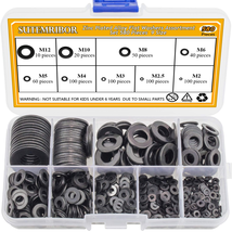 Black Zinc Plated Alloy Steel Flat Washers Set 580 Pieces, 9 Sizes - £15.12 GBP