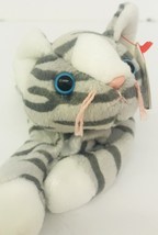 Ty Prance Cat Beanie Babies 9&quot; Date Of Birth November 29 1997 Grey Lying Down  - £10.93 GBP