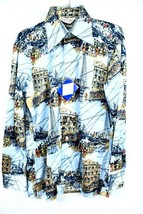 VTG Oleg Cassini Mens 1970s Disco Slinky Shirt Nylon NOS S M  Sailing Motif - €77,39 EUR