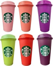 Starbucks ~ Reusable Hot Cups - 6 Pack w/Color Changing Lids ~ 16 oz ~ BPA Free - £29.34 GBP