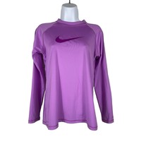 Nike Dri-Fit Swim Tee Womens Size Medium UPF 40+ Purple Long Sleeve Stretch - £14.08 GBP
