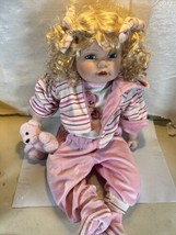 22” Pig Tails Blonde Little Girl Doll Duck House Heirloom Porcelain Pink Jogger - £23.36 GBP