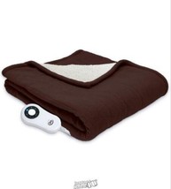 Serta MicroFleece Sherpa Electric Heated Warming Throw Blanket Chocolate - £37.46 GBP