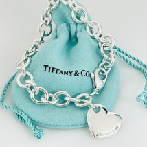 8" Tiffany & Co Puffed Double Cutout Heart Tag Charm Bracelet - £254.99 GBP