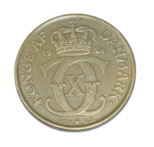 Denmark 1926 Christian X 2 Kroner Aluminum Bronze Danish Mint Coin - $24.49