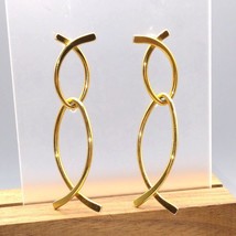 Christian Fish Wire Dangle Earrings, Unique Ichthus Faith in Gold Tone, Larger - £38.67 GBP