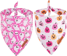 Halloween Dog Bandana, Halloween Pumpkin Ghost Dog Scarf, Premium Durable Fabric - £13.74 GBP